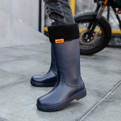 Men's Plush Warm High Top Rain Boots Waterproof Non slip Galoshes