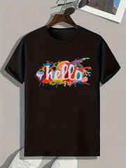 "Hello" Print Men's Graphic T shirt Casual Comfy Tees For Summer