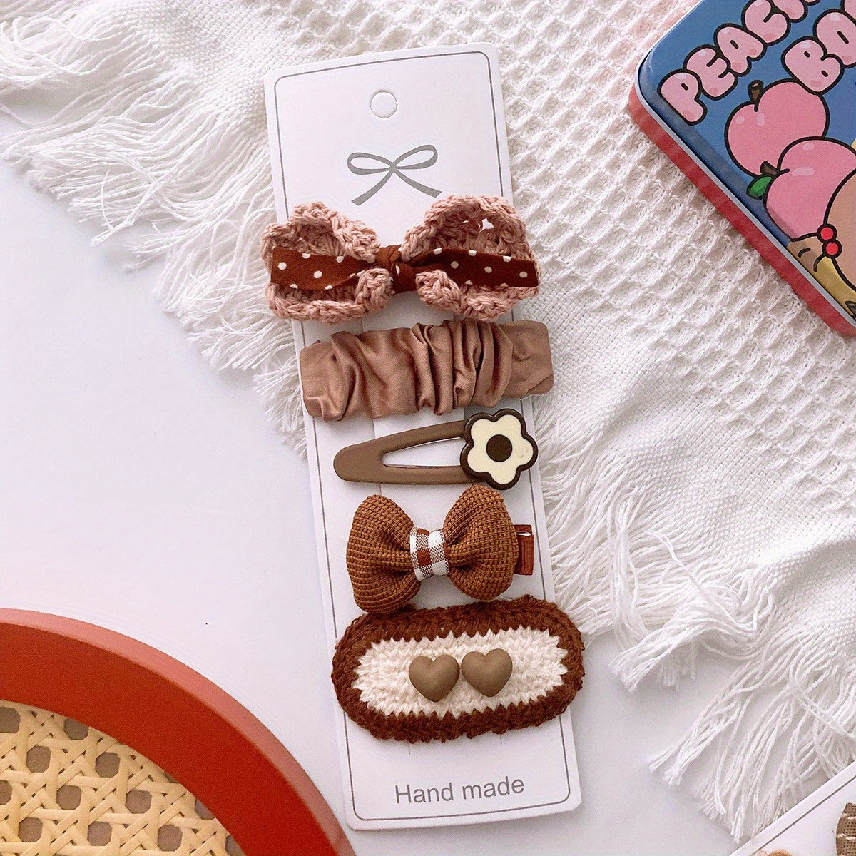 5pcs Fabric Bow Flowers Hair Clip for Baby Girls