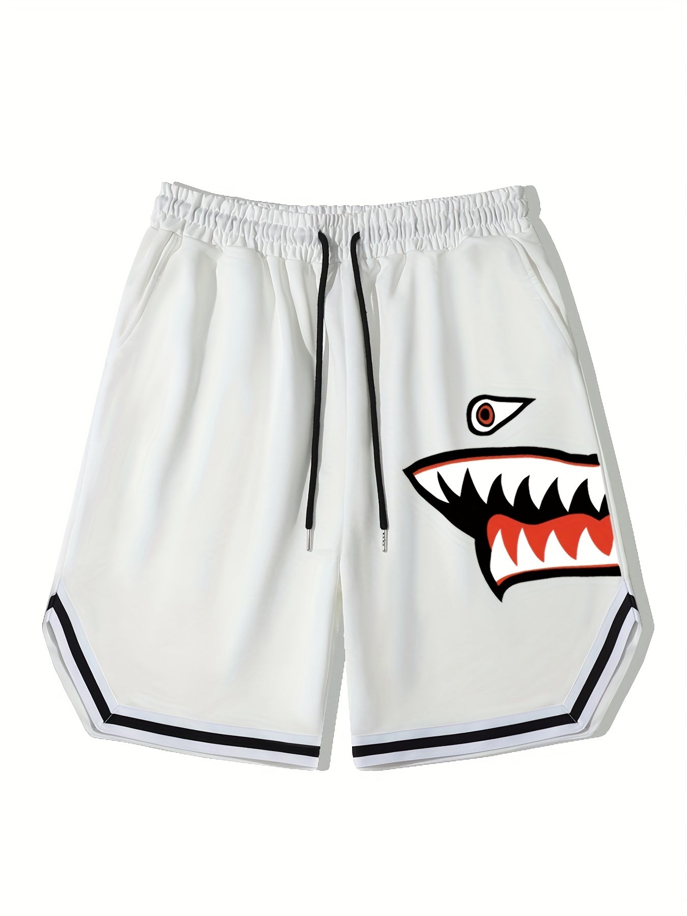 Men's Streetwear Shark Graphic Drawstring Shorts