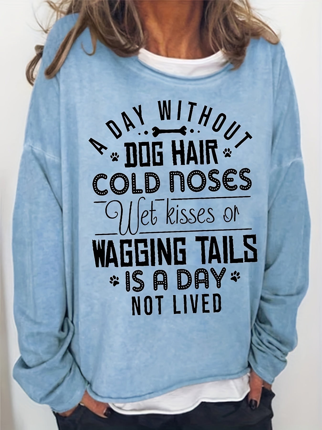 Letter Print Sweatshirt Women's Casual Long Sleeve Crew Neck