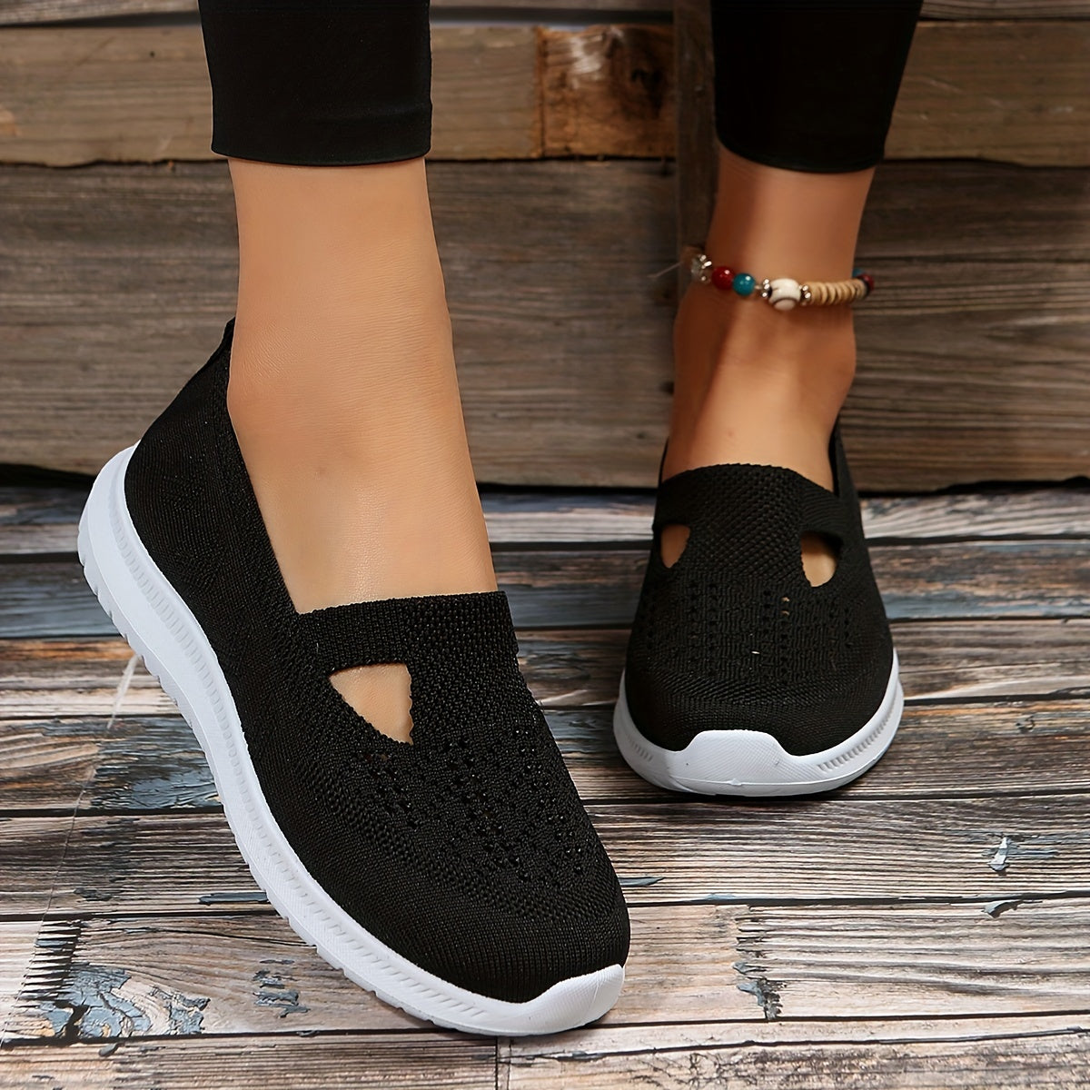 Women's Cutout Slip On Sneakers Lightweight Walking Shoes