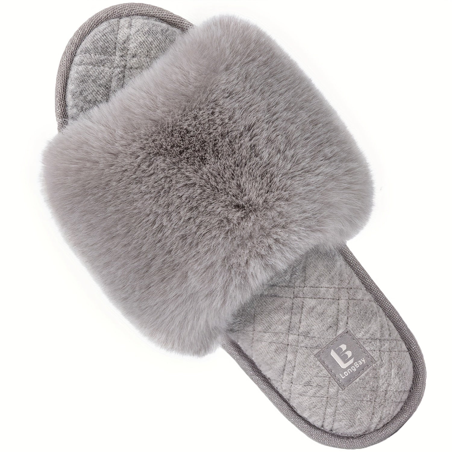 Women's Fluffy Slide Slippers Comfy Round Open Toe Slip On House Shoes