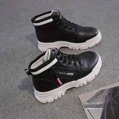 Women's Non-slip Thick Bottom Skate Shoes Medium Top Casual Shoes