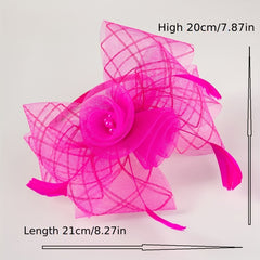 Pink Flower Feather Fascinator Headband Tea Party Derbyhat