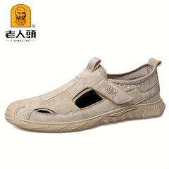 Men's Leather Breathable Hollow Out Sneakers Outdoor Hiking Shoes