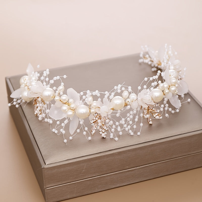 Boho Floral Tiara Crown Headband Vintage Bridal Bridesmaid Hairpiece