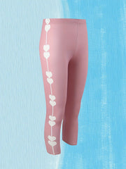 Girls Heart Print Yoga Pants Sweet Leggings For All Season Sports Running