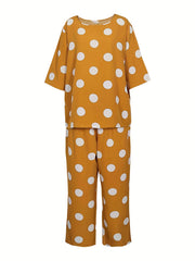 Women's Plus Polka Dot Tee & Pants 2pcs Set