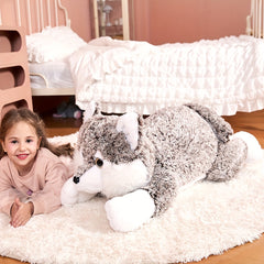 IKASA Giant Wolf Plush Toy Ultra Soft Fluffy Oversized Stuffed Animal