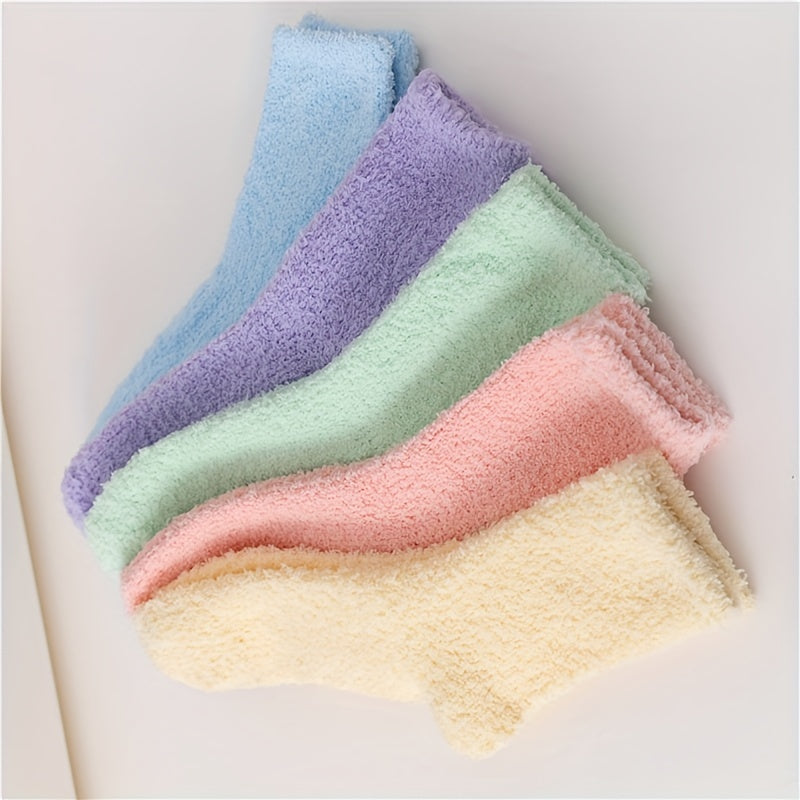5 Pairs Fuzzy Socks Comfy Warm Home Floor Stockings