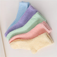 5 Pairs Fuzzy Socks Comfy Warm Home Floor Stockings