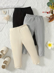 3pcs Girls Cropped Pants Set High Elastic Summer