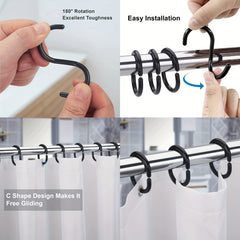 Plastic & Metal Shower Rings for Curtain Bathroom Shower (50pcs)