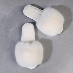 Women's Warm Plush Slippers Open Toe Bedroom Shoes