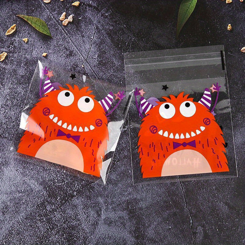100pcs Halloween Gift Bags Ghost Party Candy Packaging Ziplock Bag