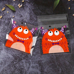 100pcs Halloween Gift Bags Ghost Party Candy Packaging Ziplock Bag