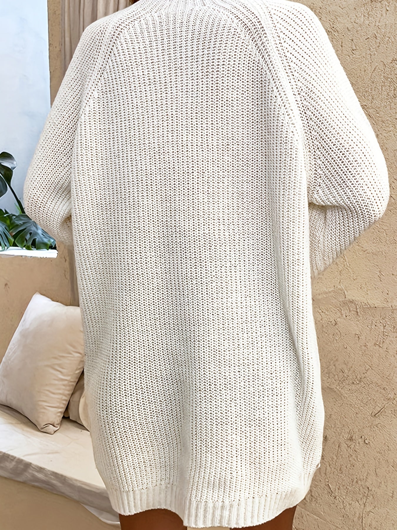 Casual Knit Dress Solid Grommet Long Sleeve