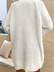 Casual Knit Dress Solid Grommet Long Sleeve