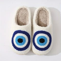 Women's Cozy Graphic Slippers, Warm Closed Toe Plush Shoes
