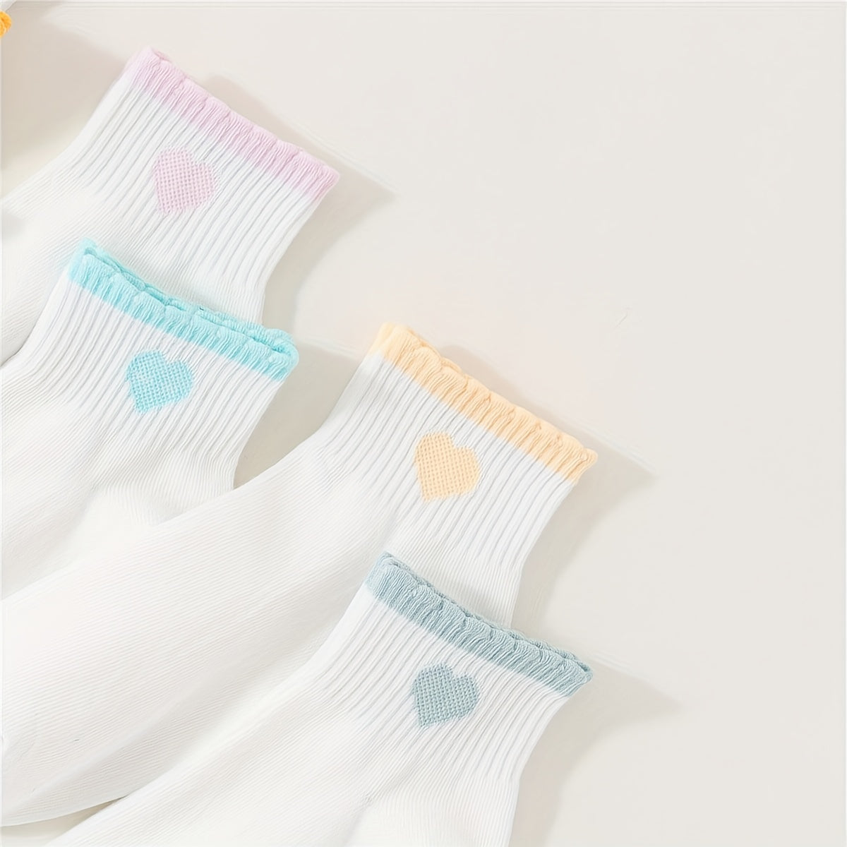 10 Pairs Heart Print Socks Breathable Women's Stockings & Hosiery
