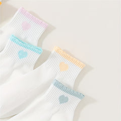 10 Pairs Heart Print Socks Breathable Women's Stockings & Hosiery