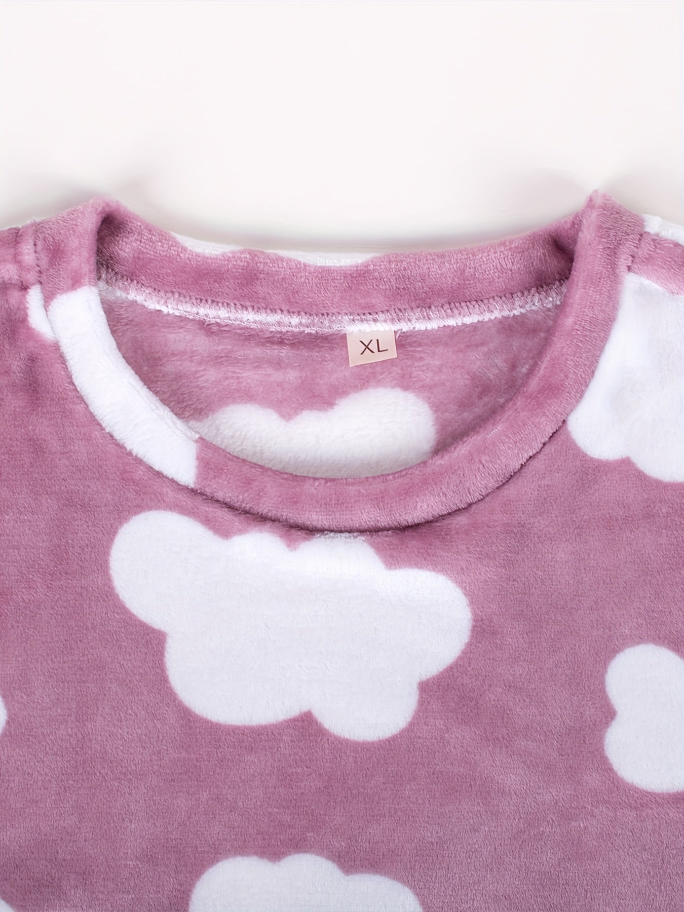 Cloud Print Pajamas Set Long Sleeve Top & Fuzzy Pants