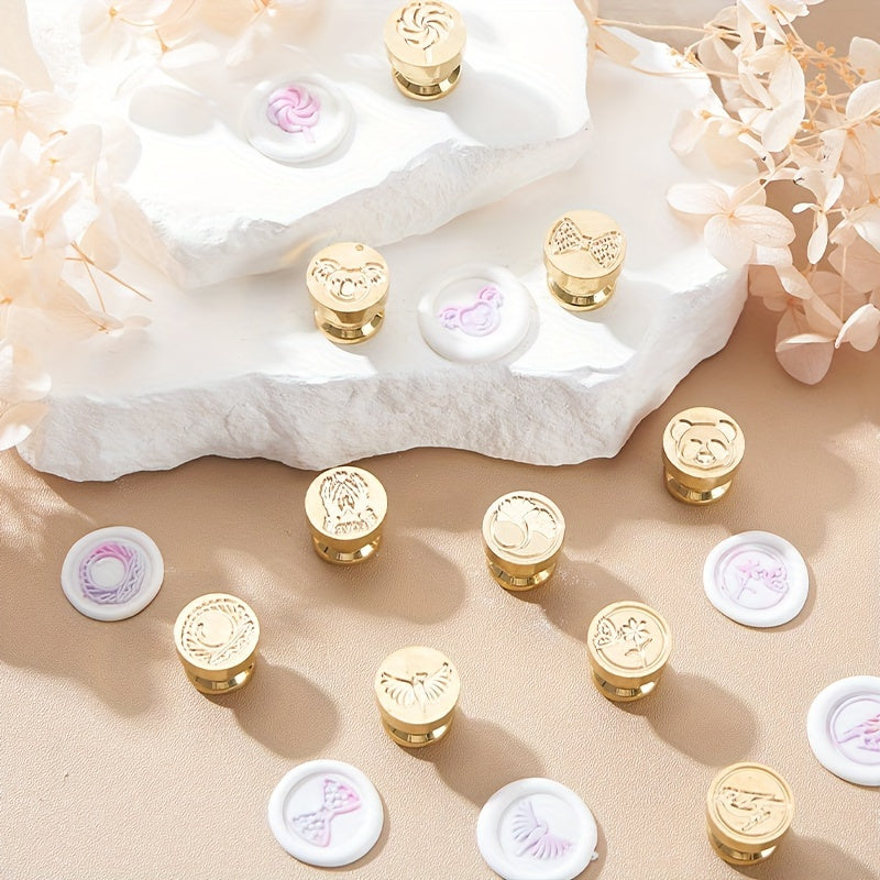 Brass Seal with Bear Pattern - Ideal for Gift Packaging & Invitations
