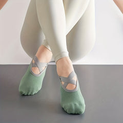 Women's Non Slip Yoga Socks Cross Strap Sports Socks