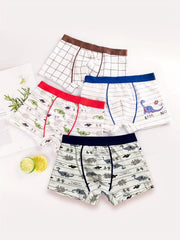 4pcs Boys Dinosaur Boxer Briefs Soft Breathable Underwear