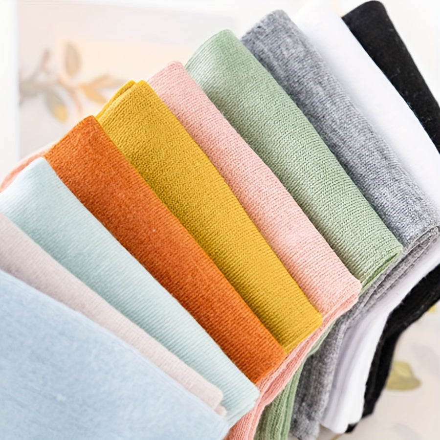 10 Pairs Solid Socks Women's Stockings & Hosiery