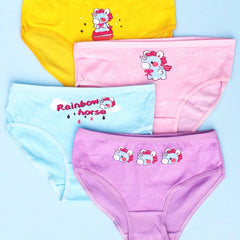 4pcs Unicorn Print Girls Briefs Kids Cotton Breathable Underwears