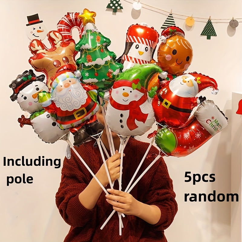 5pcs Christmas Props Mini Balloon Decorations Cartoon Balloons Thanksgiving Gift
