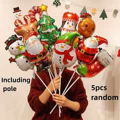 5pcs Christmas Props Mini Balloon Decorations Cartoon Balloons Thanksgiving Gift