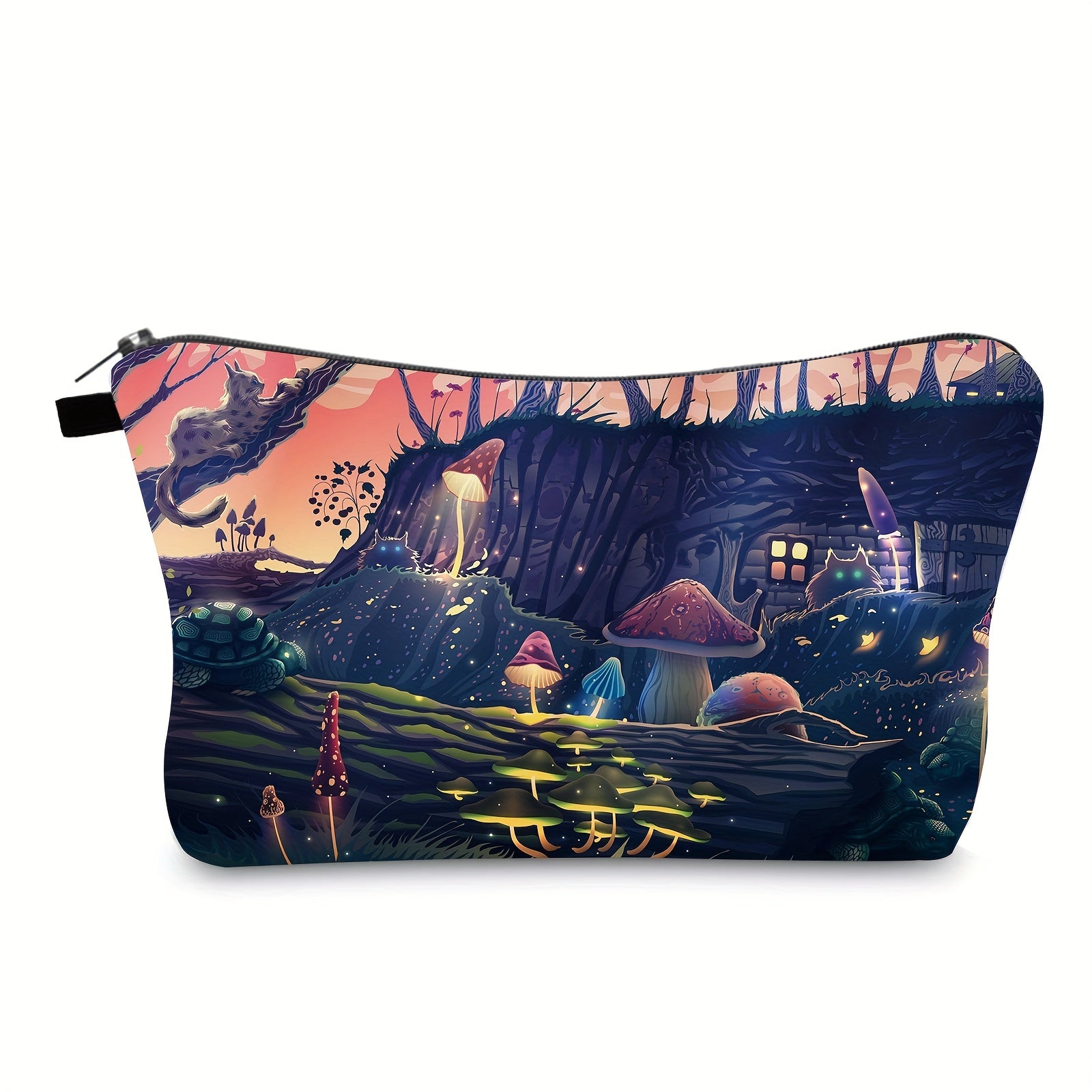 Colorful Mushroom Makeup Bag Travel Toiletry Organizer Zipper Pouch