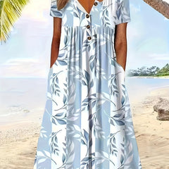 Colorblock Floral Button Up Midi Dress