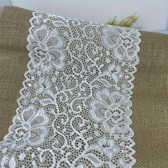 Wedding Burlap Tablecloth with Lace Macrame, Yellow - 29.97 x 275.01cm
