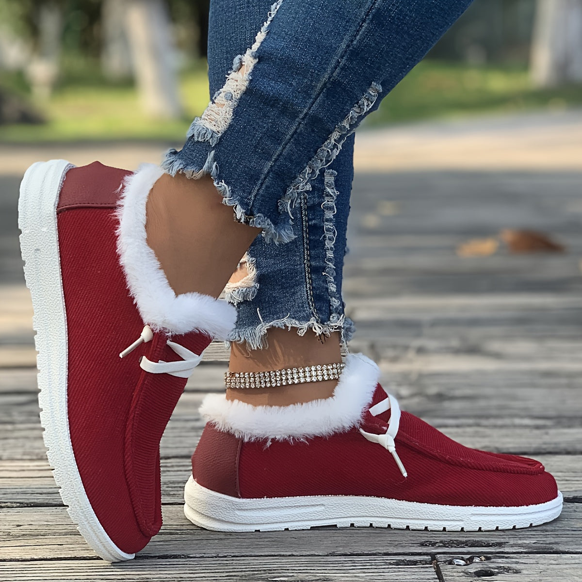 Winter Warm Flats Thermal Snow Boots Faux Fur Plush Lined Slip On Shoes