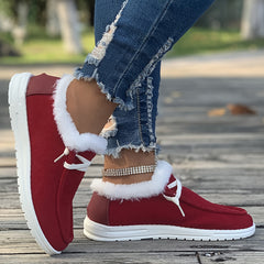 Winter Warm Flats Thermal Snow Boots Faux Fur Plush Lined Slip On Shoes