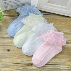 4 Pairs Toddler Girls Lace Cotton Socks