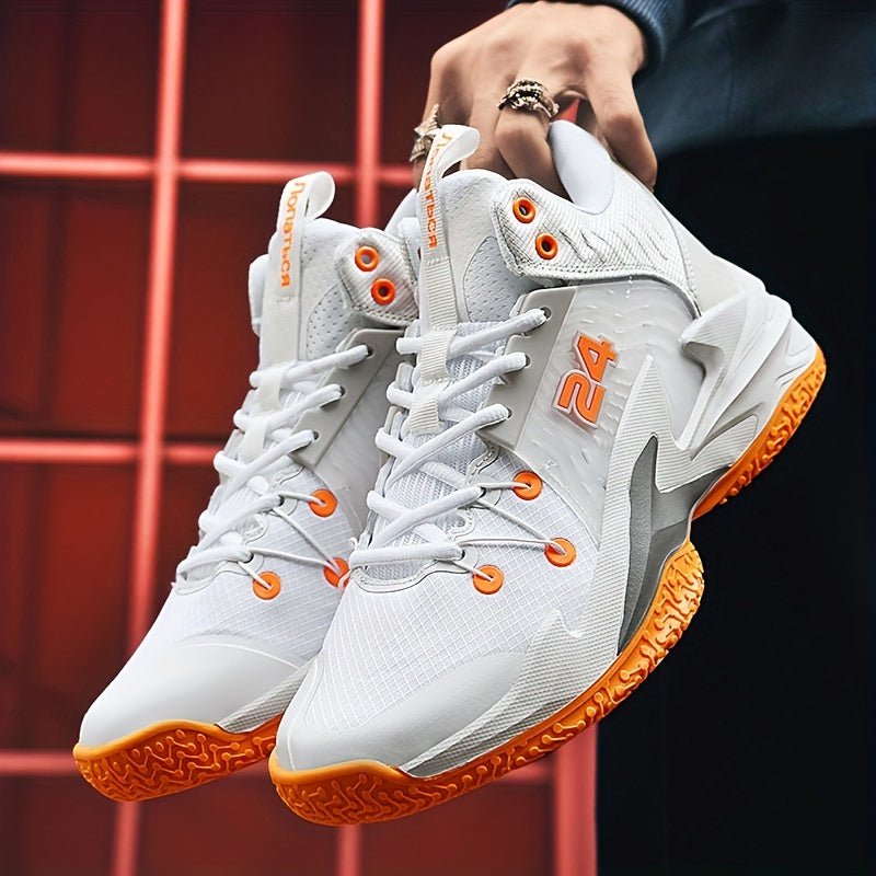 Men's High Top Basketball Shoes Breathable Lace Up Sneakers Non Slip