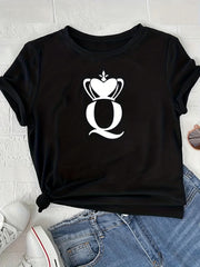 Sports Top Women's Plus Crown Letter Print Fitness Tee
