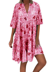 Graphic Print Bell Sleeve Mini Smock Dress