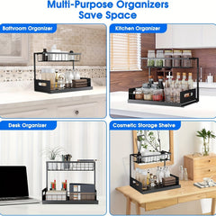 2 Tier Sliding Cabinet Basket Organizer