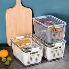 Double Layer Draining Basket Refrigerator Vegetable Storage Box