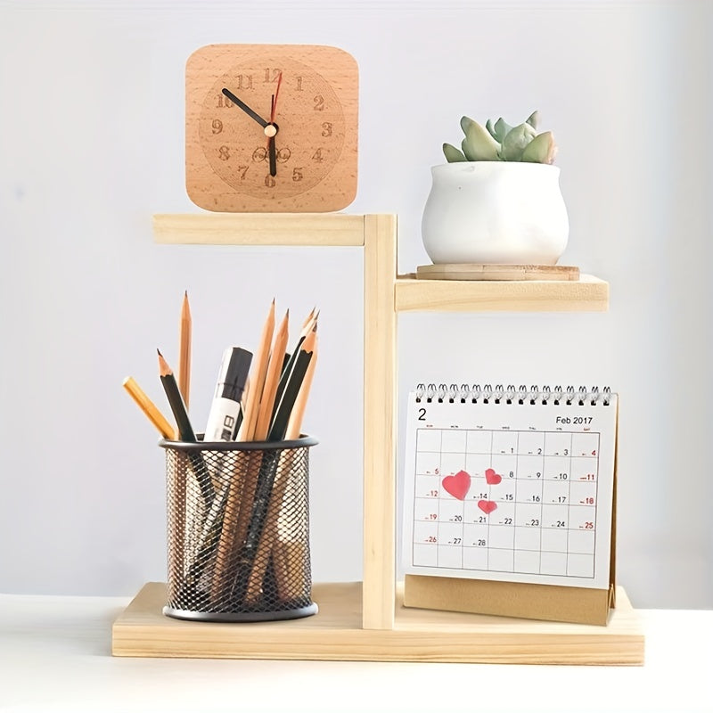 Wooden Desktop Shelf for Home Office Decoration