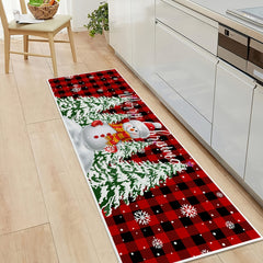 Christmas Snowman Kitchen Mat Absorbent Non-slip Long Strip Floor Mat