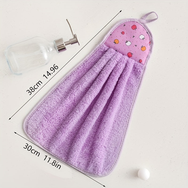 Fruit Pattern Hanging Towel Soft & Absorbent for Bathroom & Kitchen