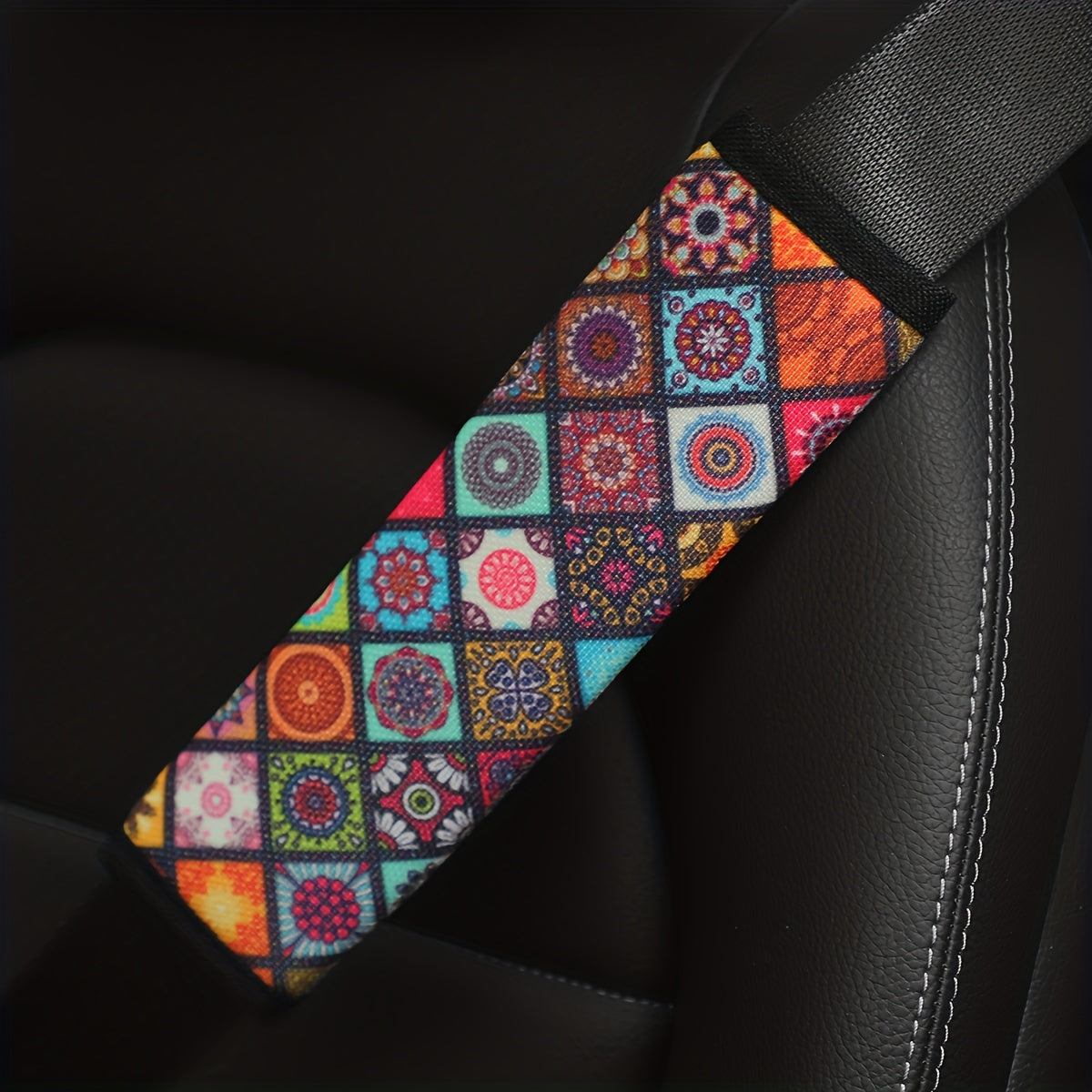 Checkered Fabric Car Seat Belt Shoulder Protector Cover for Women