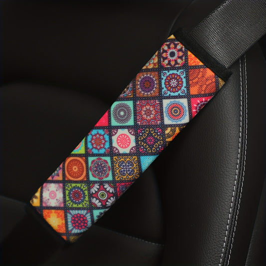 Checkered Fabric Car Seat Belt Shoulder Protector Cover for Women